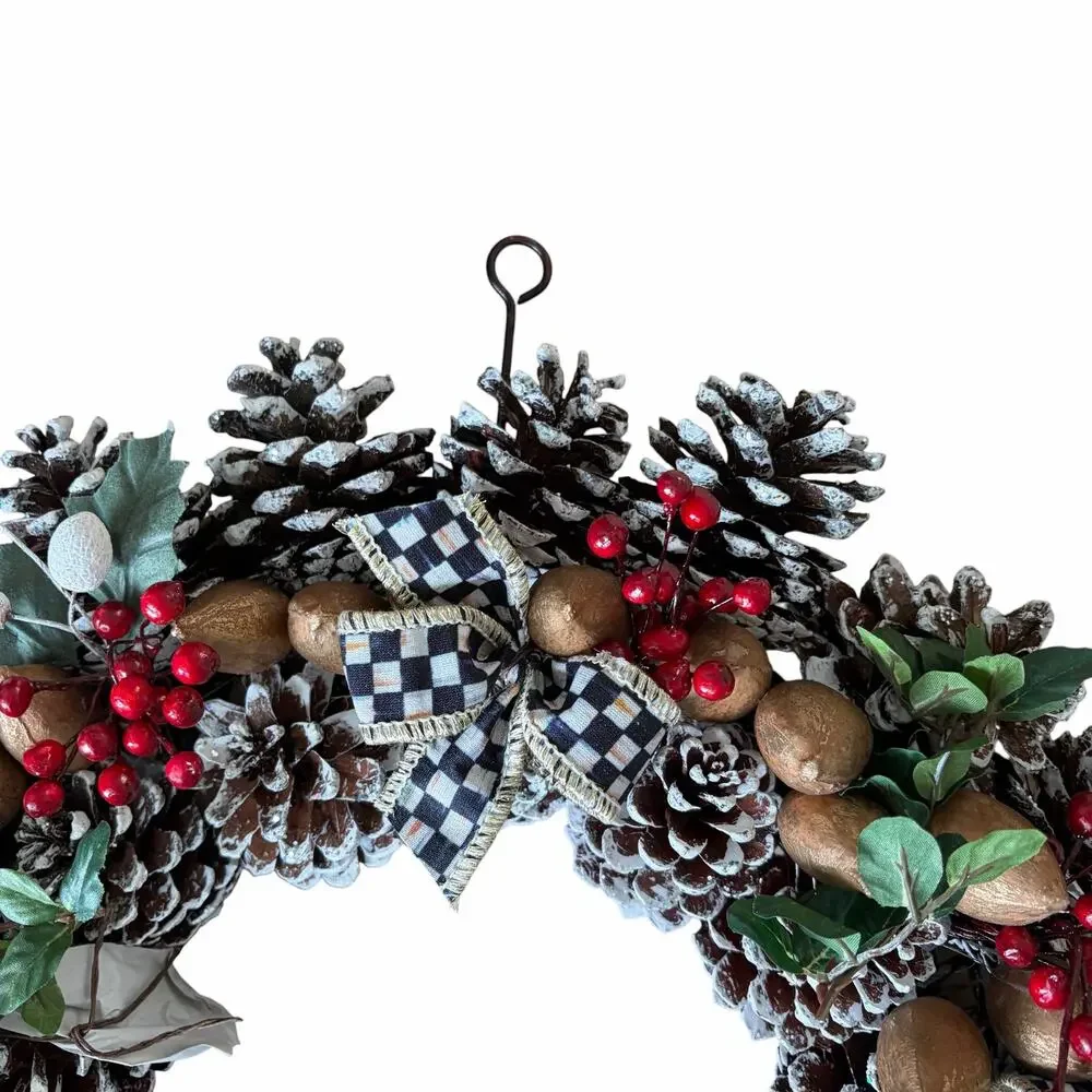 NEW Mackenzie Childs Holly Pinecone 16″ Wreath